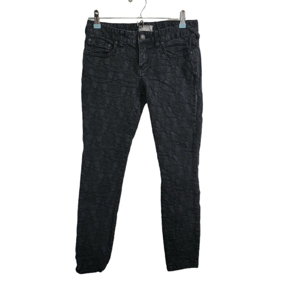 FREE PEOPLE Black Jacquard Jeans Size 27